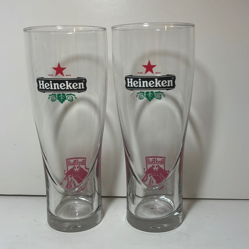 Heineken Red Bull glasses